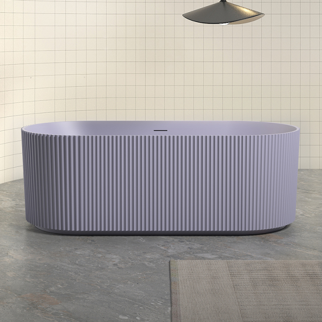 Supplier Vertical line Stripes Fluted Freestanding Solid Surface Bathtub TW-8681