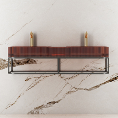 Wholesale High End Quality Transparent Wash Basin Double Fluted Bathroom Sink TW-G8686YT