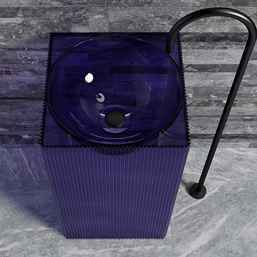 Wholesale Fashion Transparent Freestanding Fluted Wash Sink TW-Z285T