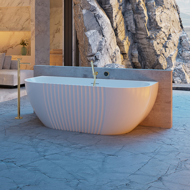 Hot Style Wholesale Freestanding Back To Wall Fluted Acrylic Bathtub XY-5006