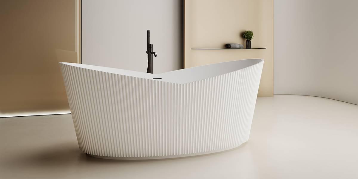 China Wholesale Factory Freestanding Fluted Solid Surface Bathtub TW-8193