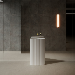 Factory Supply Quality Assurance Triangle Freestanding Pedestal Sink Bathroom Wash Basin TW-Z8303