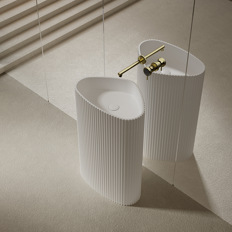 Factory Supply Quality Assurance Triangle Freestanding Pedestal Sink Bathroom Wash Basin TW-Z8303