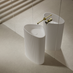 Factory Supply Quality Assurance Triangle Freestanding Pedestal Sink Bathroom Wash Basin TW-Z8303