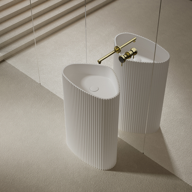 Factory Supply Quality Assurance Triangle Freestanding Pedestal Sink Bathroom Wash Basin TW-Z8303