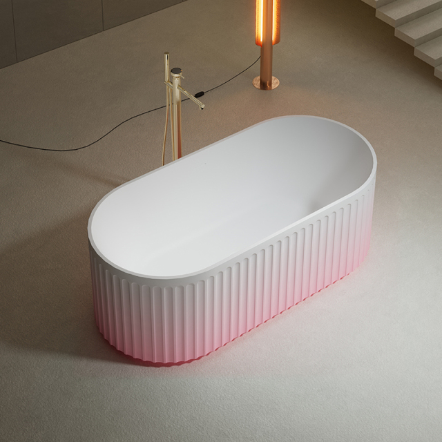 Hot Style Wholesale Gradient Color Fluted Freestanding Solid Surface Bathtub TW-8111