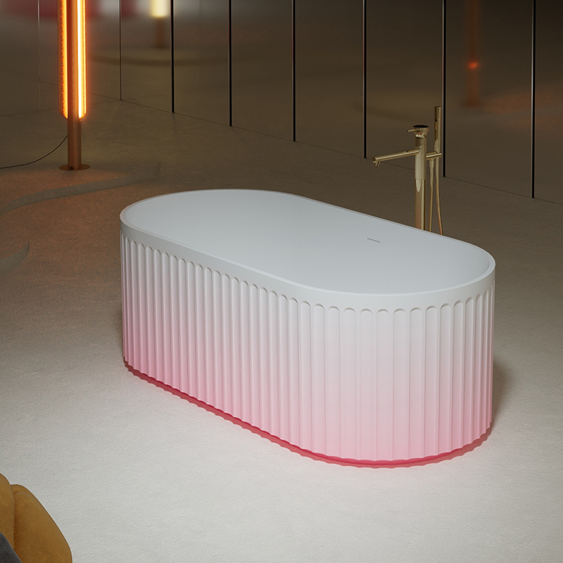 Hot Style Wholesale Gradient Color Fluted Freestanding Solid Surface Bathtub TW-8111