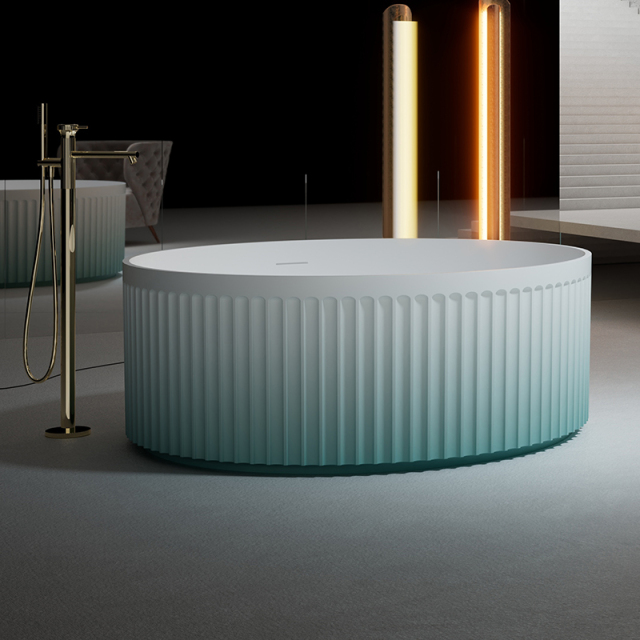 Factory Supply Gradient Color Freestanding Round Artificial Stone Bathtub TW-8119