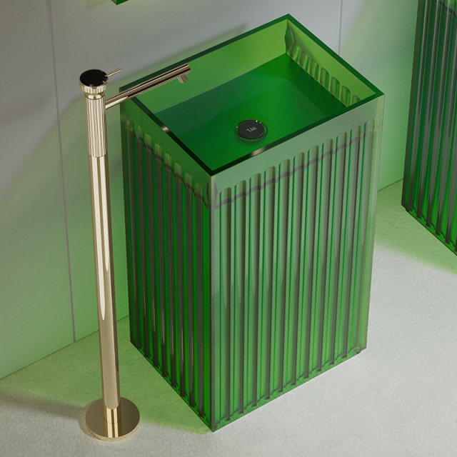 Factory Supply Quality Assurance Rectangular Freestanding Clear Sink Bathroom Wash Basin TW-Z815T