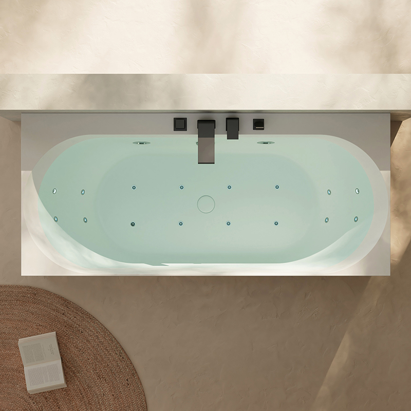 Wholesale High End Quality Acrylic Back to Wall Integrated Bubble Constant Temperature Heated Whirlpool Bathtub TW-7786M