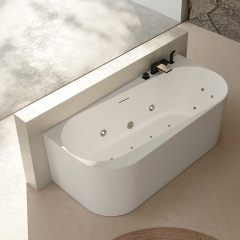 Wholesale Fashion Acrylic Back to Wall Integrated Bubble Constant Temperature Heated Massage Bathtub TW-7733M