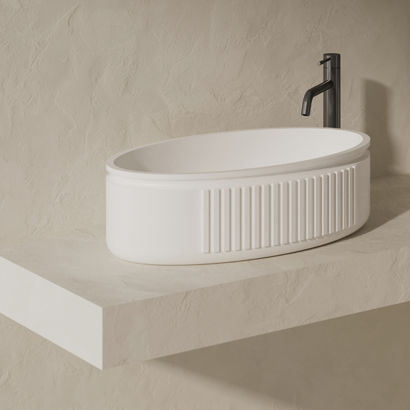 Hot Style Wholesale Artificial Stone Fluted Counter Top Basin XR-A708