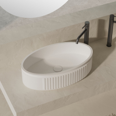 Hot Style Wholesale Artificial Stone Fluted Counter Top Basin XR-A708