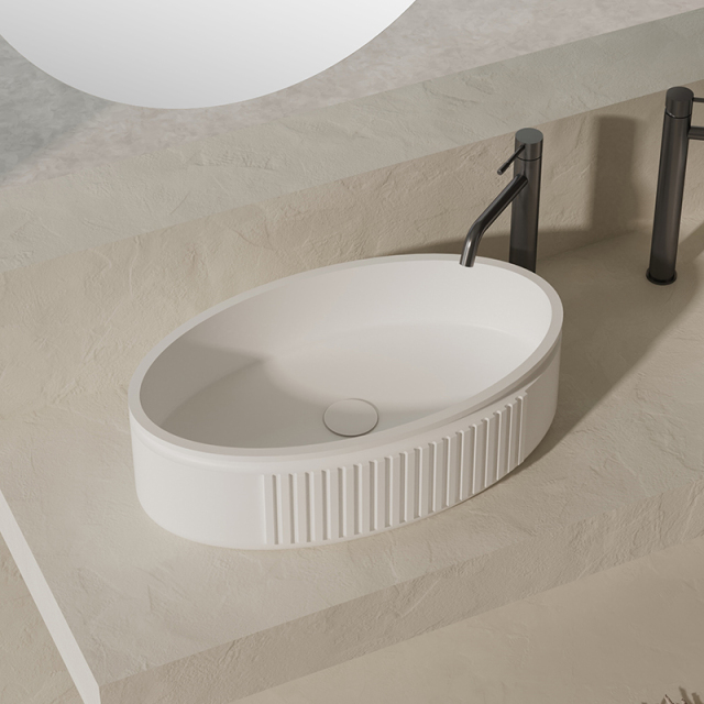 Hot Style Wholesale Artificial Stone Fluted Counter Top Basin XR-A708