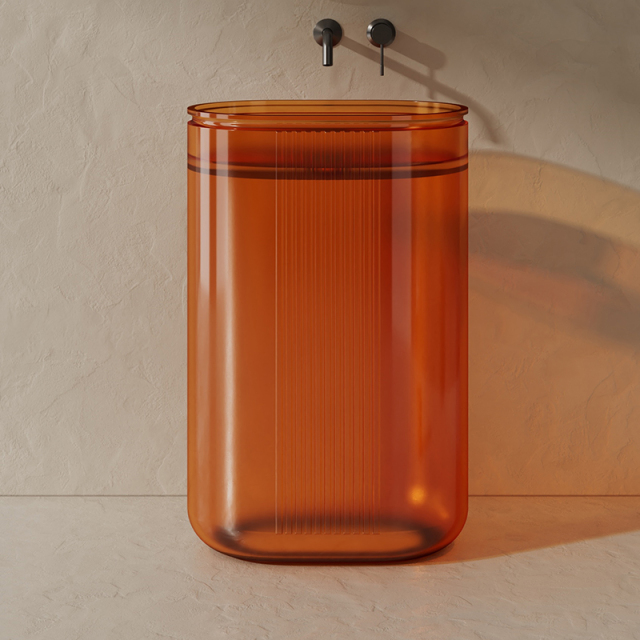 Quality Wholesale Unique Design Fluted Stand Alone Transparent Wash Basin XR-Z701T