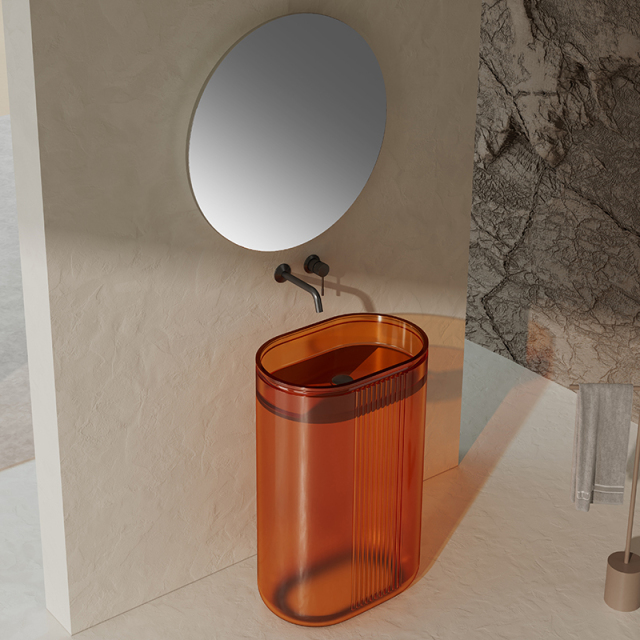 Quality Wholesale Unique Design Fluted Stand Alone Transparent Wash Basin XR-Z701T