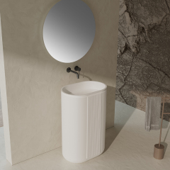 Factory Supply Quality Assurance Fluted Oval Freestanding Bathroom Wash Basin XR-Z701