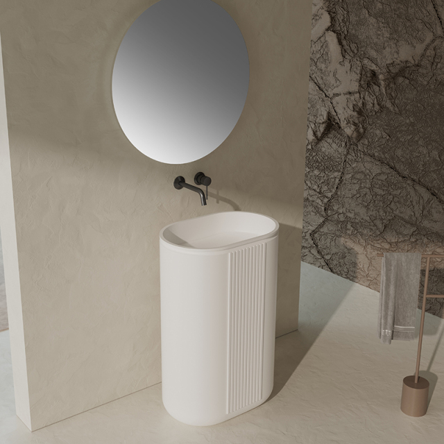 Factory Supply Quality Assurance Fluted Oval Freestanding Bathroom Wash Basin XR-Z701