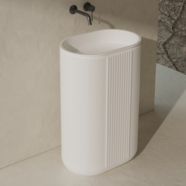 Factory Supply Quality Assurance Fluted Oval Freestanding Bathroom Wash Basin XR-Z701