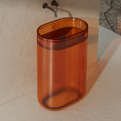 Quality Wholesale Unique Design Fluted Stand Alone Transparent Wash Basin XR-Z701T