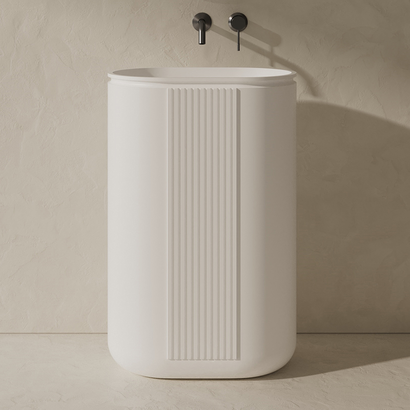 Factory Supply Quality Assurance Fluted Oval Freestanding Bathroom Wash Basin XR-Z701