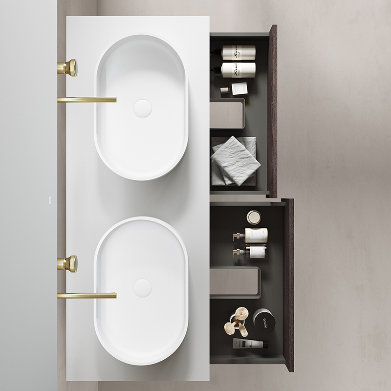 Wholesale Fashion Double Under Counter Sinks Floating Bathroom Vanity Cabinet TW-2210