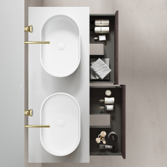 Wholesale Fashion Double Under Counter Sinks Floating Bathroom Vanity Cabinet TW-2210