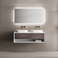 Wholesale Fashion Double Under Counter Sinks Floating Bathroom Vanity Cabinet TW-2210