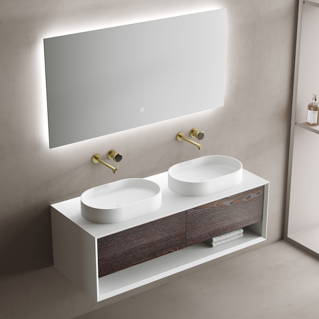Wholesale Fashion Double Under Counter Sinks Floating Bathroom Vanity Cabinet TW-2210