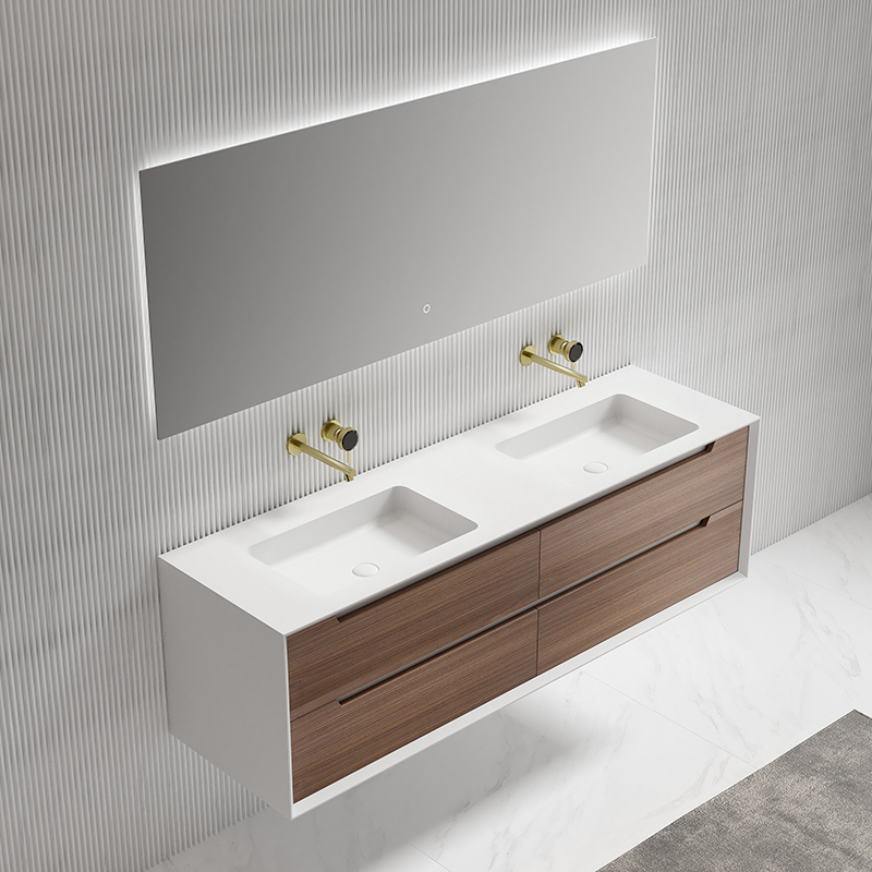 China Wholesale Factory Double Under Counter Sink Floating Bathroom Vanity Cabinet TW-2802