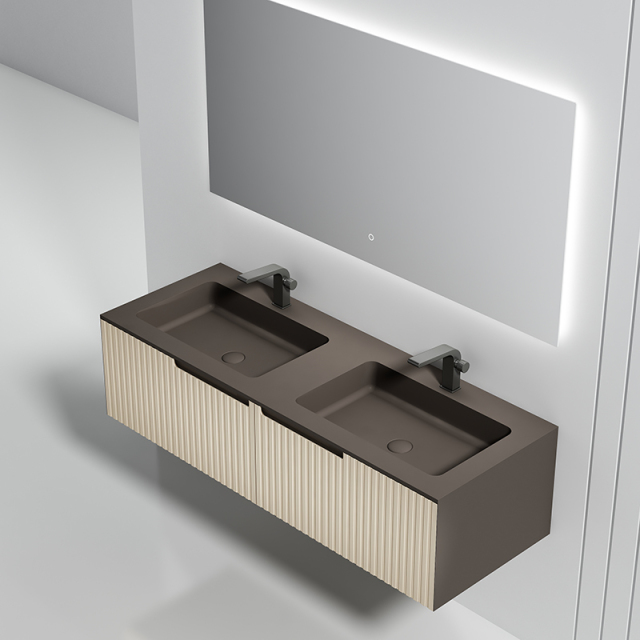 Popular Wholesale Designer Double Undercounter Sink Wall Hung Bathroom Cabinet Set WBL-6022