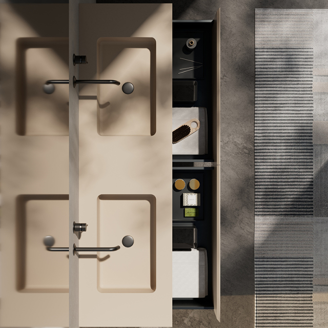 Quality Wholesale Unique Design Double Sinks Wall Hung Bathroom Cabinet Set XV-5982