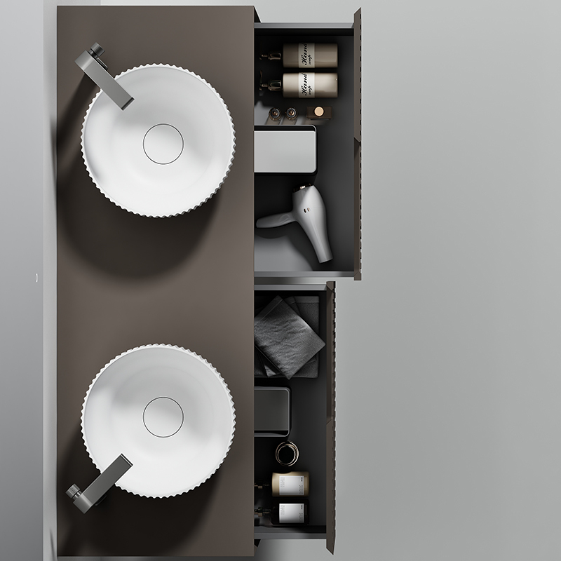 Wholesale Fashion Double Counter Top Sink Wall Mounted Bathroom Vanity WBL-6012
