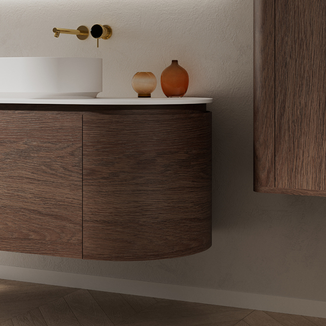 Popular Wholesale Designer Wood Grain Wall Hung Bathroom Vanity Set With Basin TW-5001