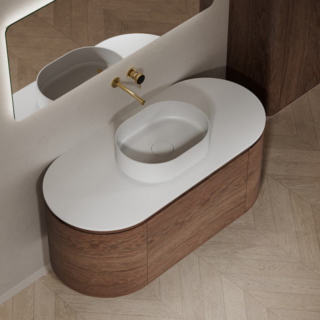 Popular Wholesale Designer Wood Grain Wall Hung Bathroom Vanity Set With Basin TW-5001