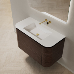 Factory Customized Undercounter Sink Wood Grain Hanging Bathroom Vanity Unit TW-5611