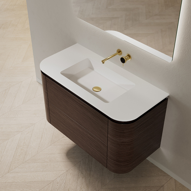 Factory Customized Undercounter Sink Wood Grain Hanging Bathroom Vanity Unit TW-5611