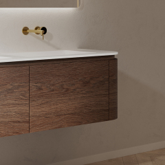 Wholesale High End Quality Single Sink Wood Grain Hanging Bathroom Cabinet Set TW-5602