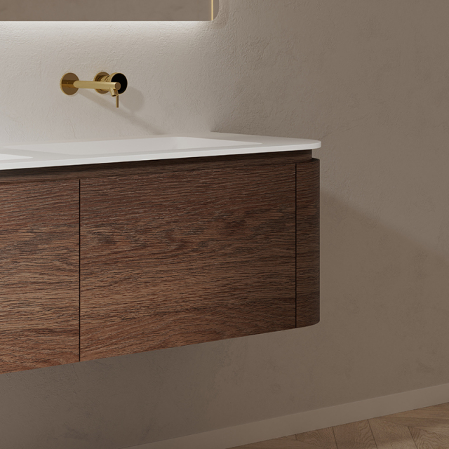 Wholesale High End Quality Single Sink Wood Grain Hanging Bathroom Cabinet Set TW-5602