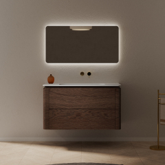 Wholesale High End Quality Single Sink Wood Grain Hanging Bathroom Cabinet Set TW-5511