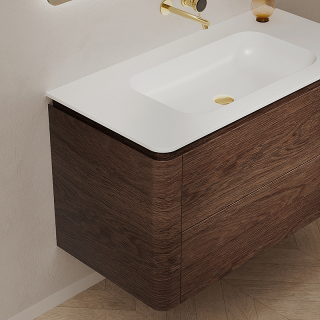 Wholesale High End Quality Single Sink Wood Grain Hanging Bathroom Cabinet Set TW-5511