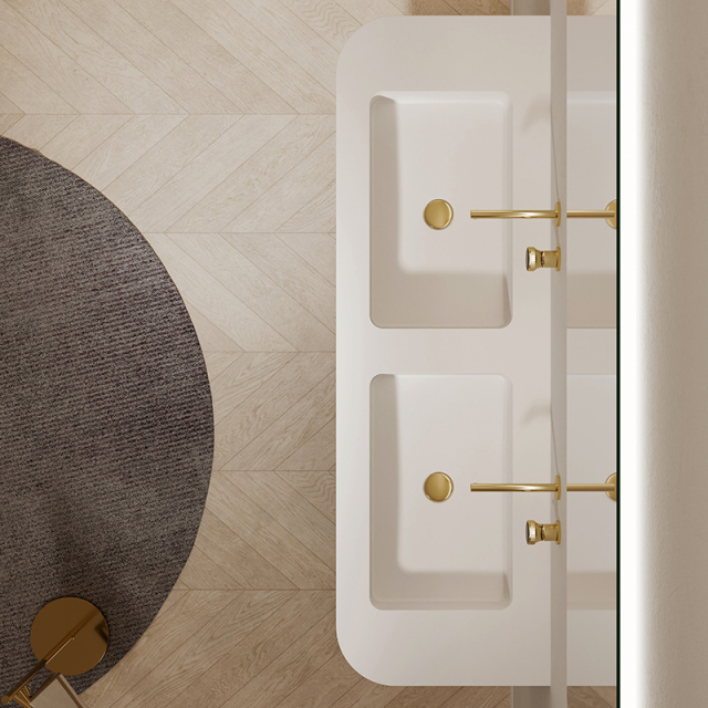 Wholesale High End Quality Single Sink Wood Grain Hanging Bathroom Cabinet Set TW-5602