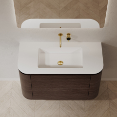 Factory Customized Undercounter Sink Wood Grain Hanging Bathroom Vanity Unit TW-5611