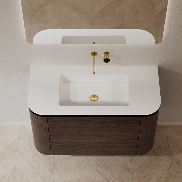 Factory Customized Undercounter Sink Wood Grain Hanging Bathroom Vanity Unit TW-5611