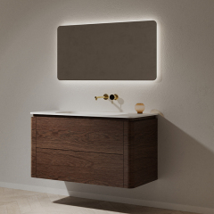 Wholesale High End Quality Single Sink Wood Grain Hanging Bathroom Cabinet Set TW-5511