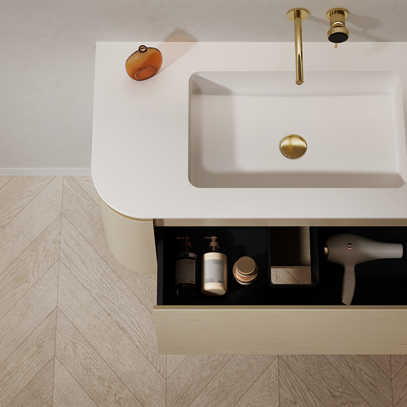 Quality Wholesale Unique Design Single Basin Wood Color Wall Hung Bathroom Vanity TW-5601