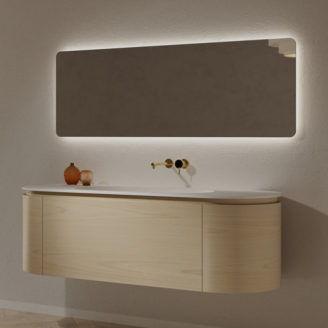 Factory Supply Quality Assurance Wood Grain Oval Bathroom Vanity Unit With Basin TW-5011