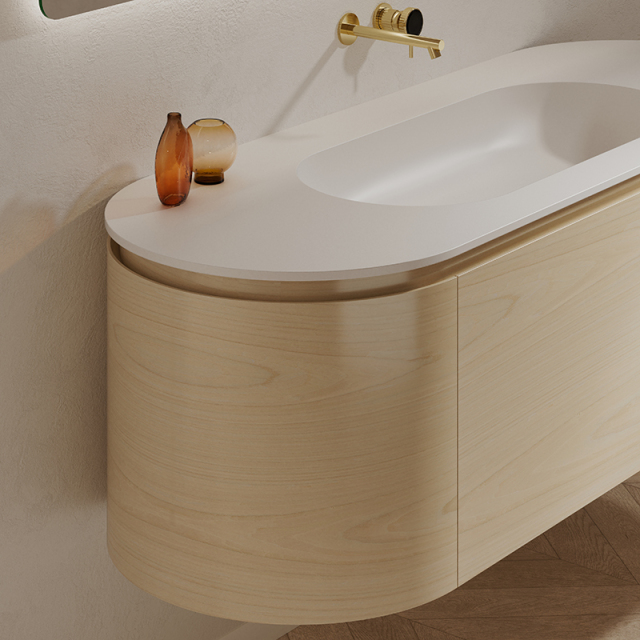 Factory Supply Quality Assurance Wood Grain Oval Bathroom Vanity Unit With Basin TW-5011