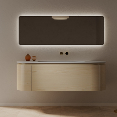 Factory Supply Quality Assurance Wood Grain Oval Bathroom Vanity Unit With Basin TW-5011