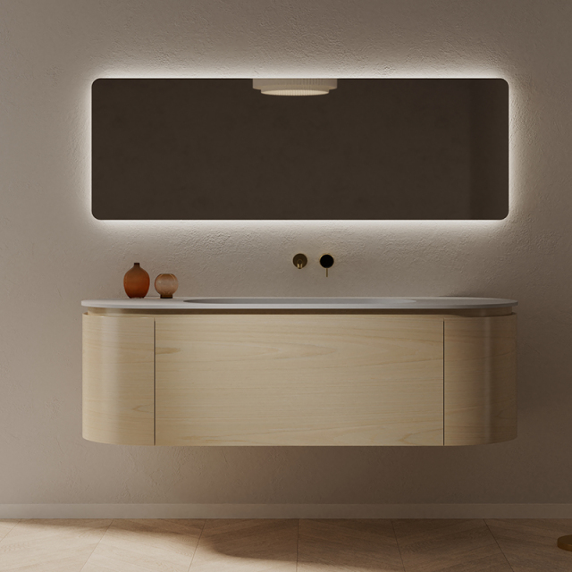 Factory Supply Quality Assurance Wood Grain Oval Bathroom Vanity Unit With Basin TW-5011